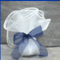 38-Swirly White and Navy Organza Favor